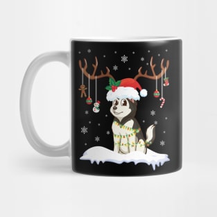 Alaskan Malamute Reindeer Santa Noel Costume Dancing On Snow Mug